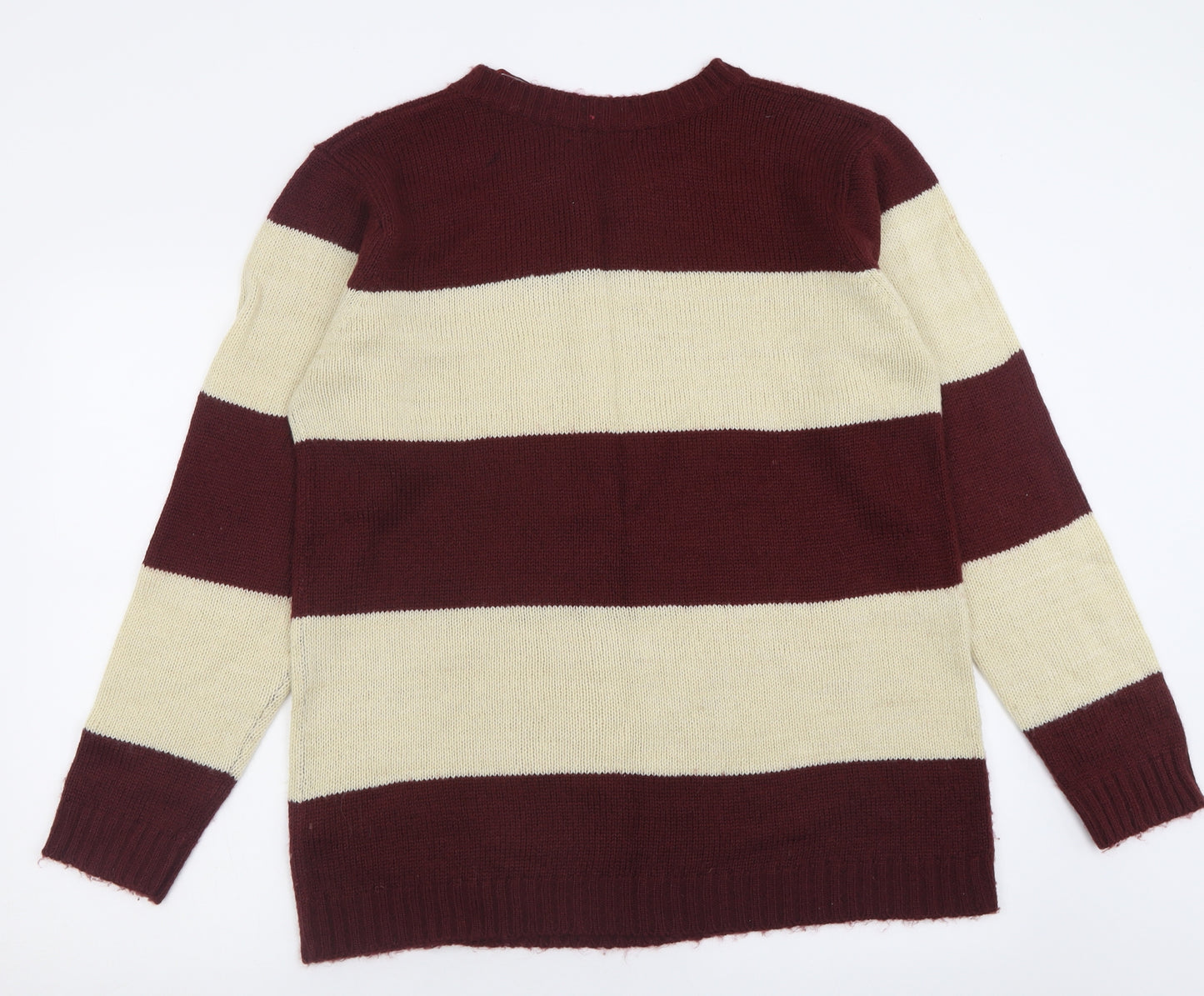 Atmosphere Womens Red Crew Neck Striped Acrylic Pullover Jumper Size 20