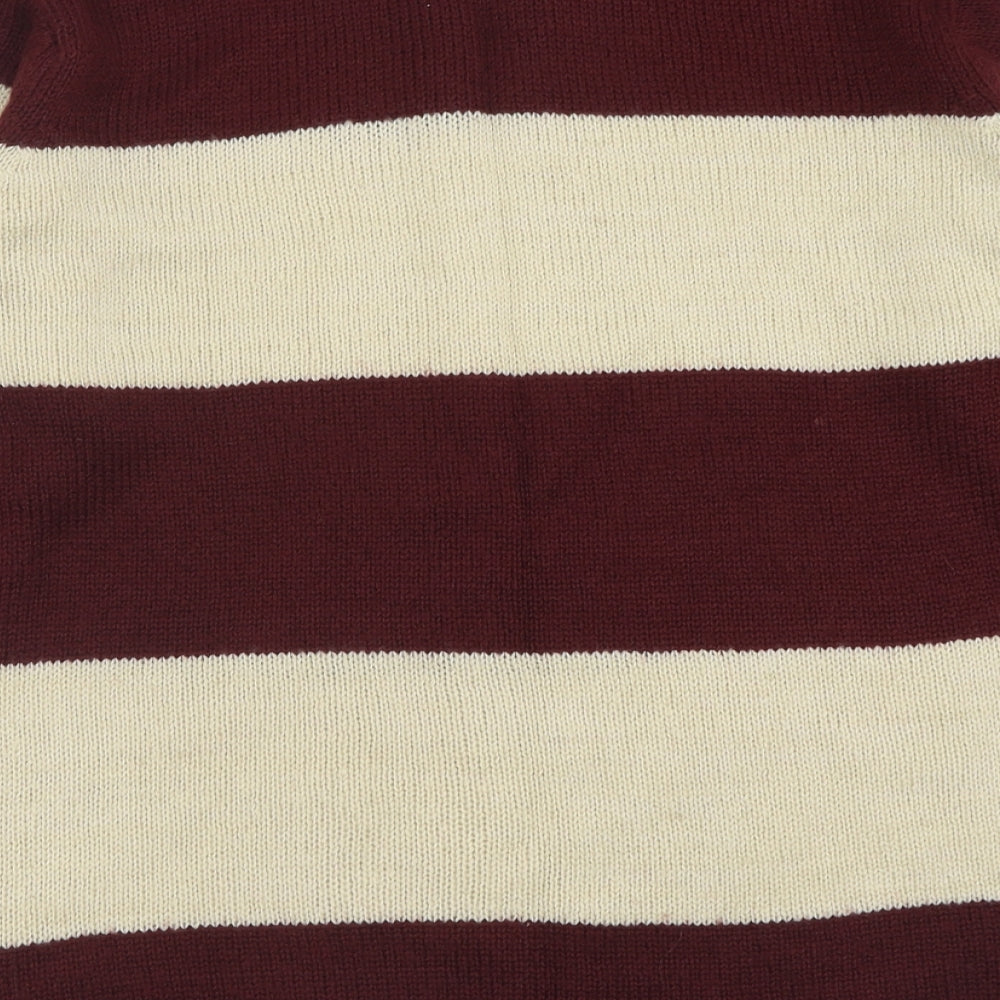 Atmosphere Womens Red Crew Neck Striped Acrylic Pullover Jumper Size 20