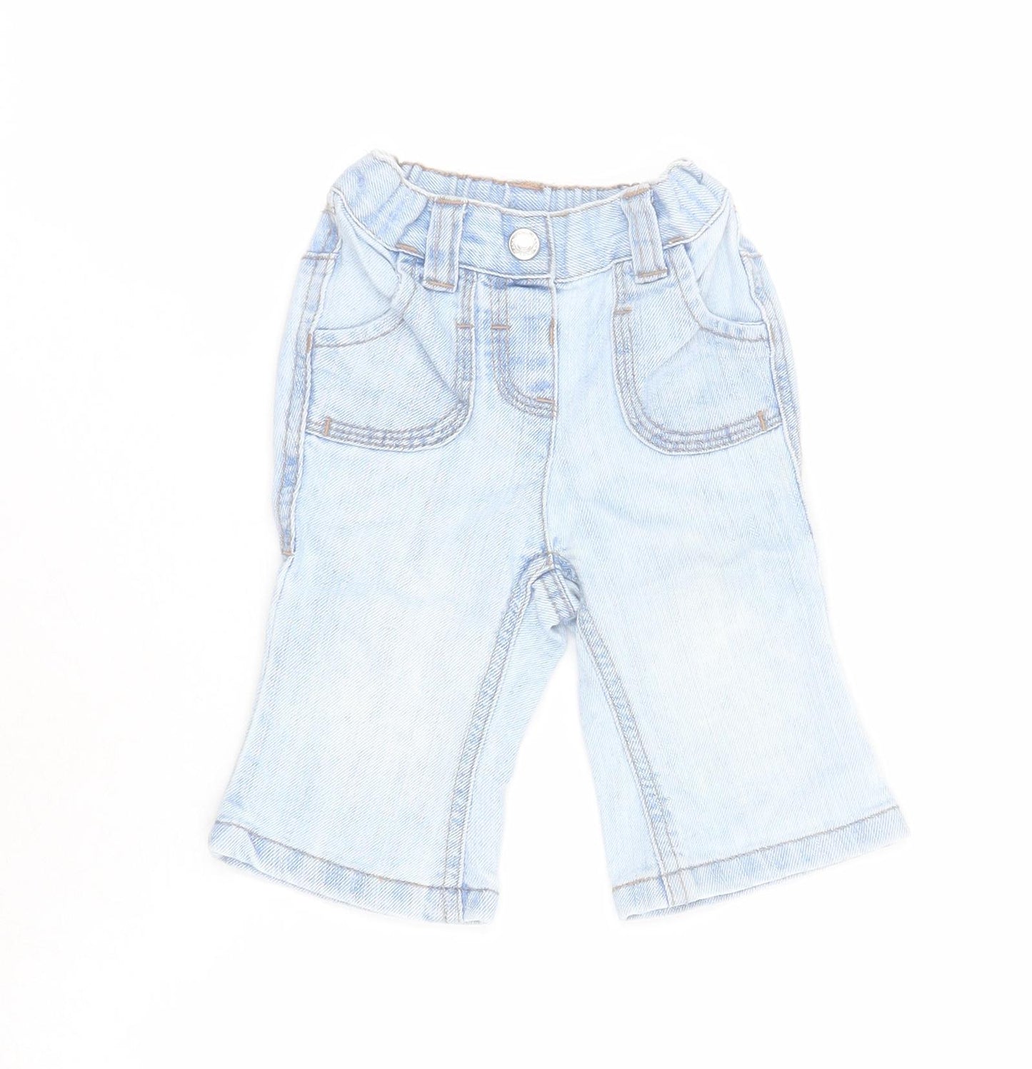 NEXT Baby Blue  Cotton Cropped Jeans Size 3-6 Months  Snap