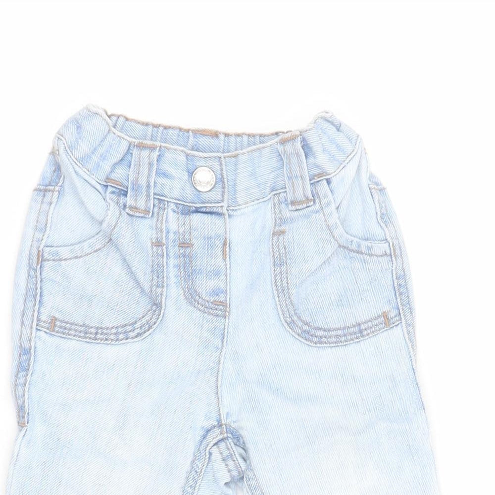 NEXT Baby Blue  Cotton Cropped Jeans Size 3-6 Months  Snap