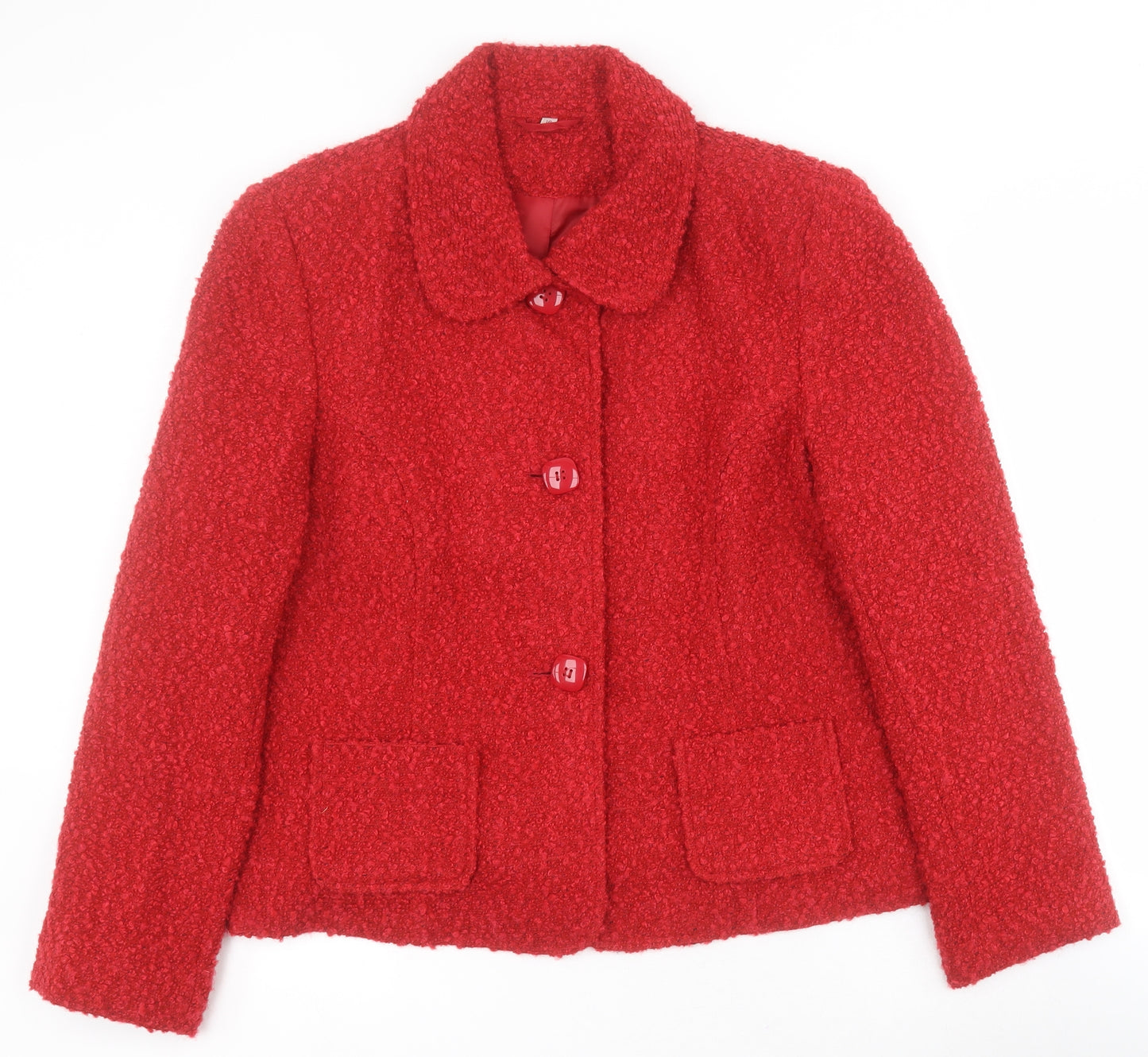Style by EWM Womens Red   Pea Coat Coat Size 16  Button