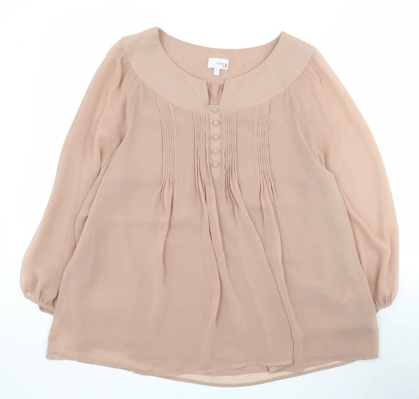NEXT Womens Beige  Polyester Basic Blouse Size 12 Round Neck