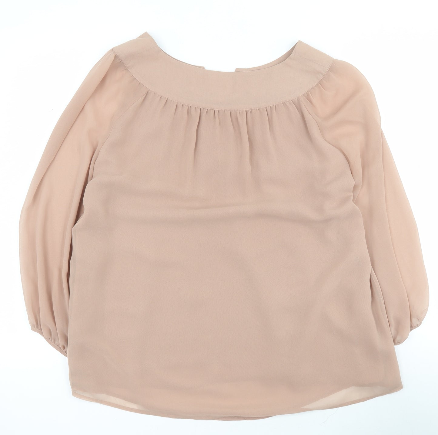NEXT Womens Beige  Polyester Basic Blouse Size 12 Round Neck