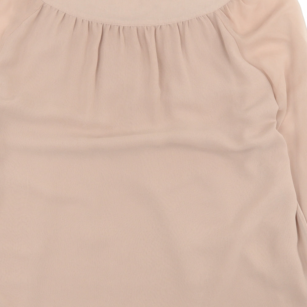 NEXT Womens Beige  Polyester Basic Blouse Size 12 Round Neck