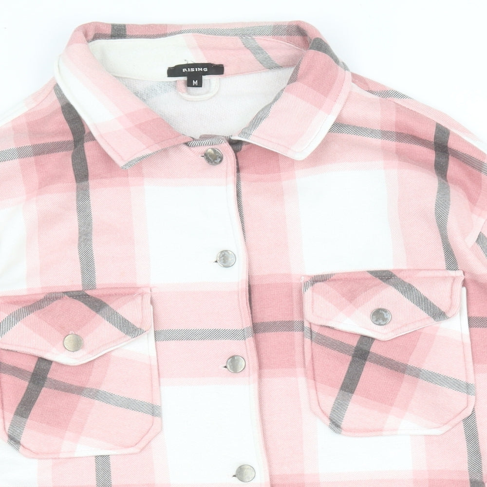 Rising Womens Pink Check  Jacket  Size M  Button