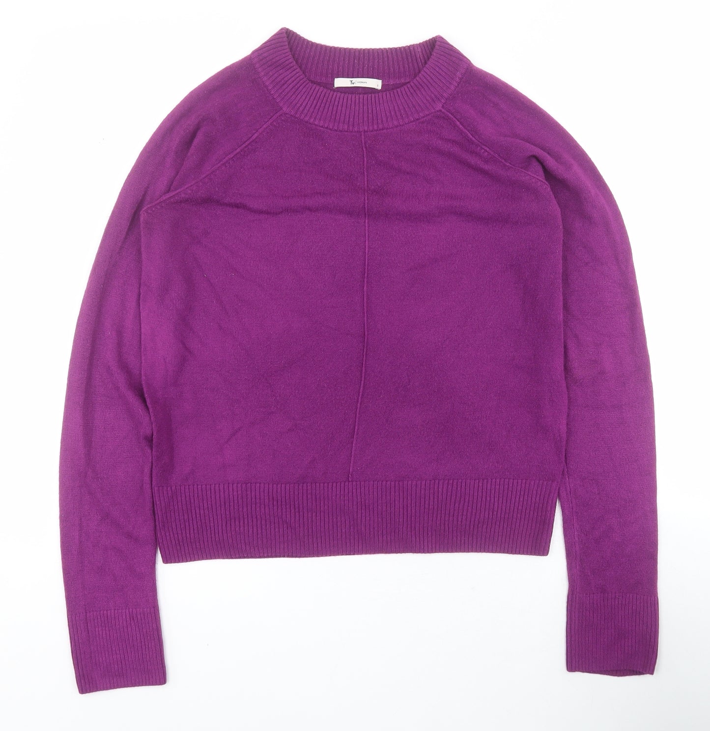 TU Womens Purple High Neck  Acrylic Pullover Jumper Size 8