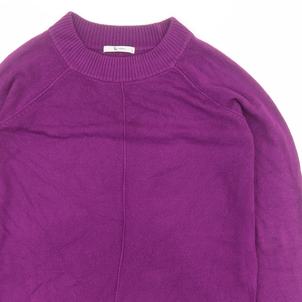 TU Womens Purple High Neck  Acrylic Pullover Jumper Size 8