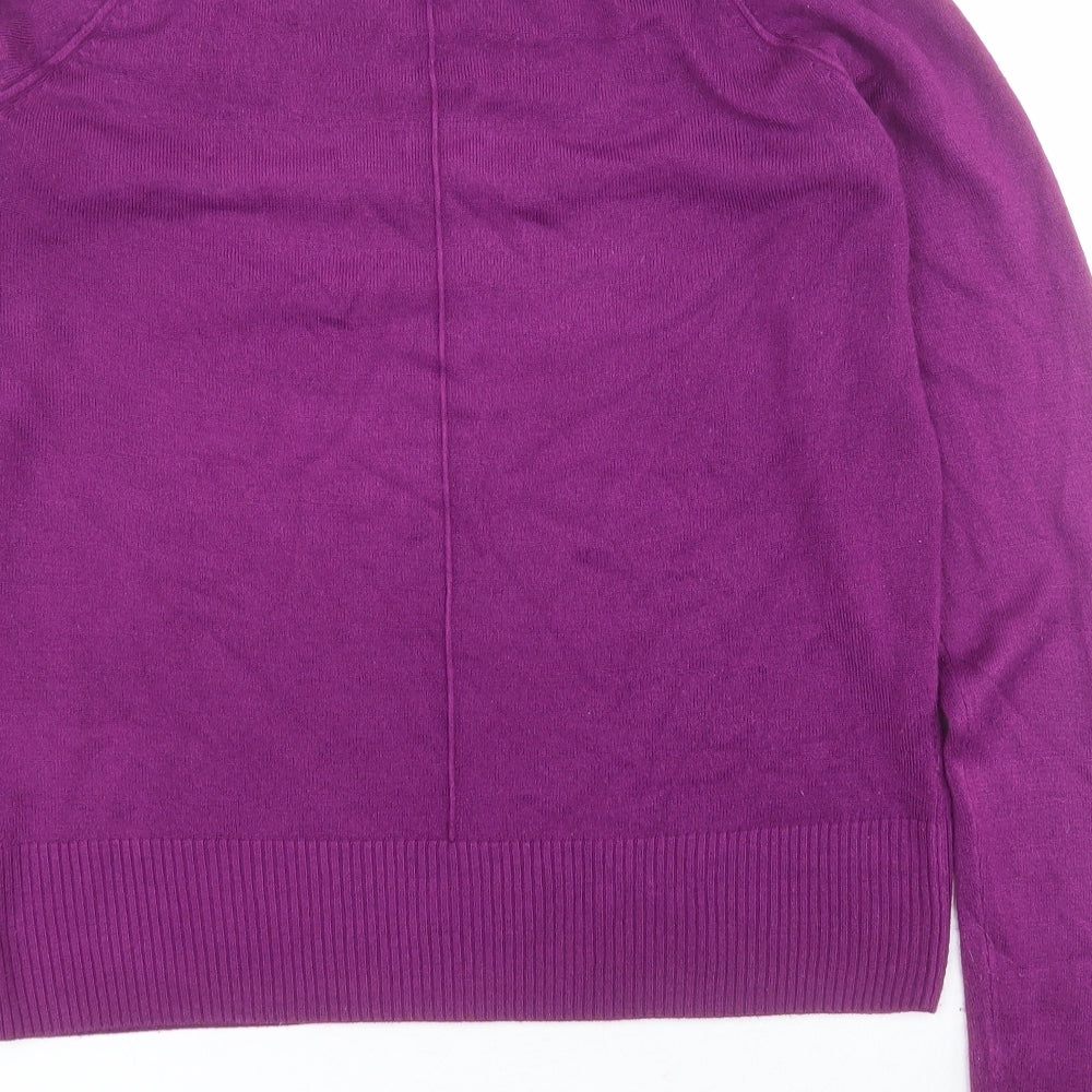 TU Womens Purple High Neck  Acrylic Pullover Jumper Size 8