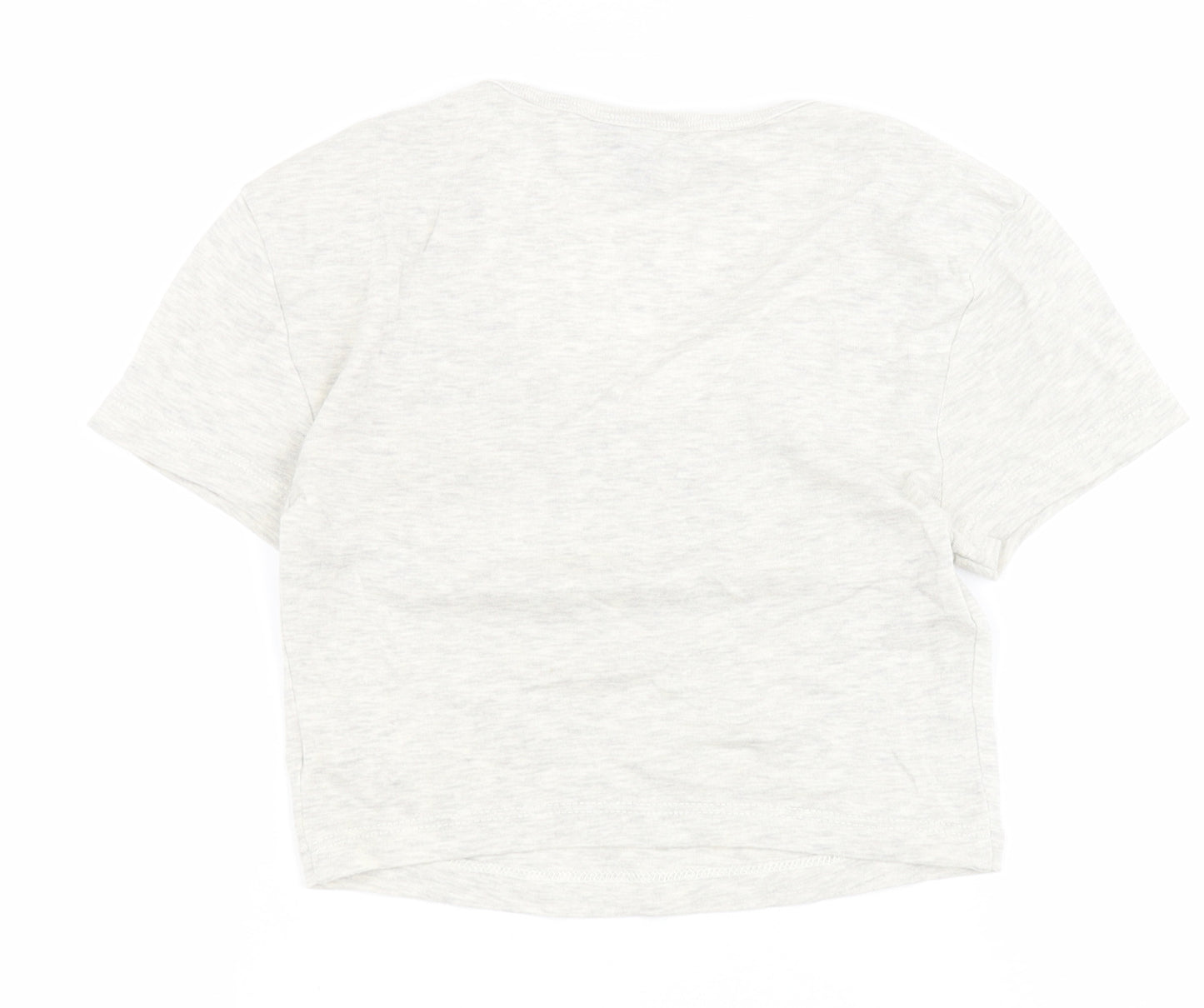 Topshop Womens Beige  Cotton Cropped T-Shirt Size 8 Scoop Neck