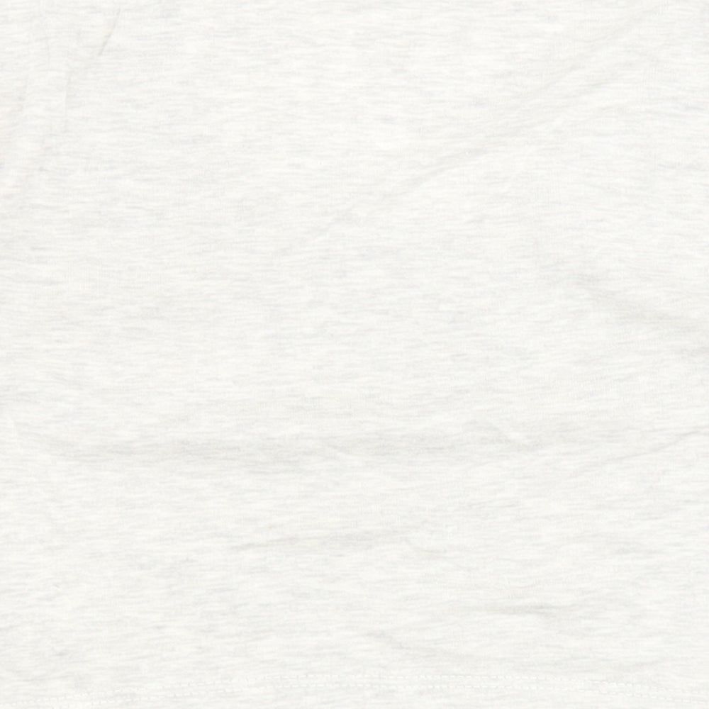 Topshop Womens Beige  Cotton Cropped T-Shirt Size 8 Scoop Neck