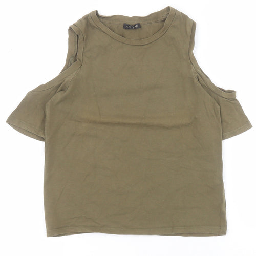 River Island Womens Green  Polyester Cropped Polo Size 6 Round Neck