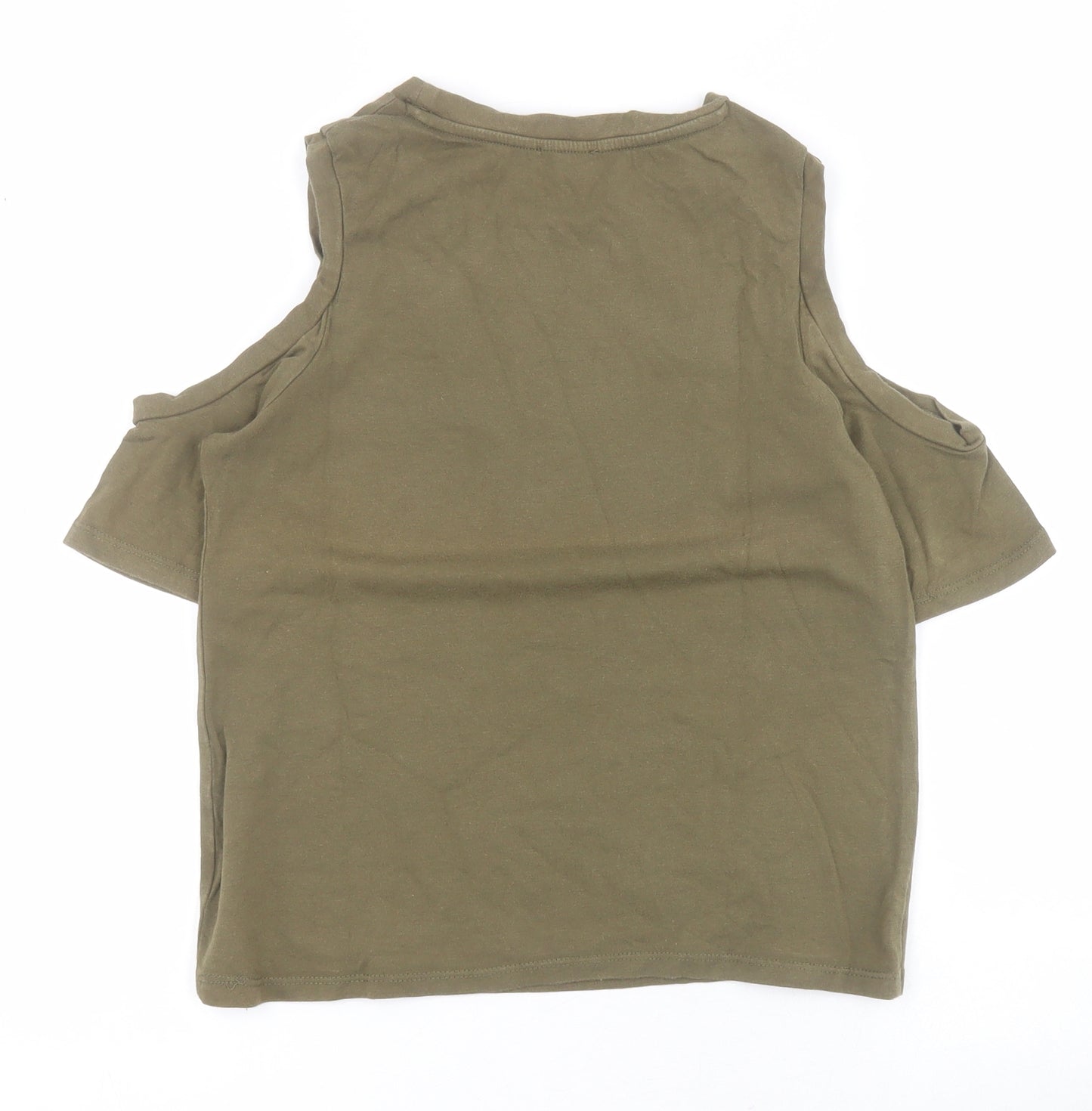River Island Womens Green  Polyester Cropped Polo Size 6 Round Neck