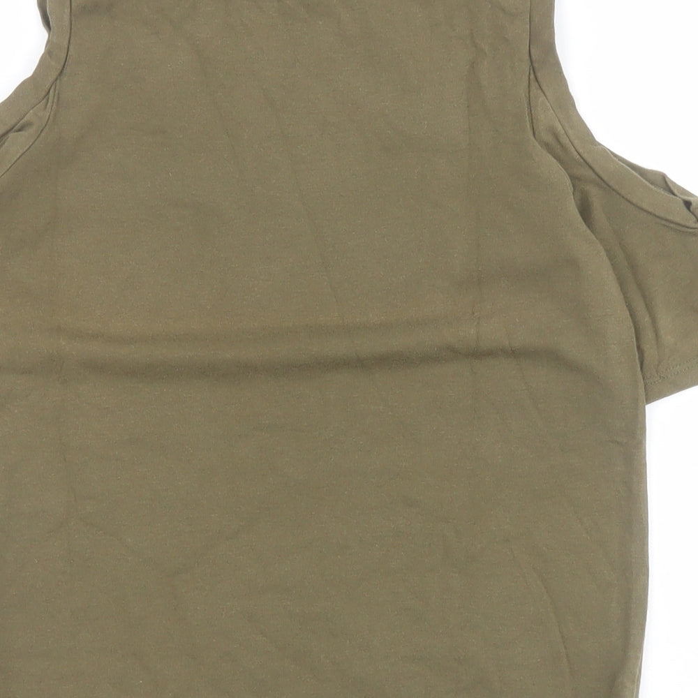River Island Womens Green  Polyester Cropped Polo Size 6 Round Neck