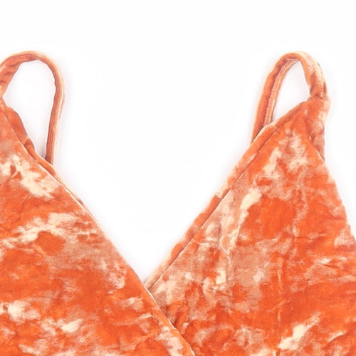 PRETTYLITTLETHING Womens Orange  Polyester Cropped Tank Size 6 Sweetheart