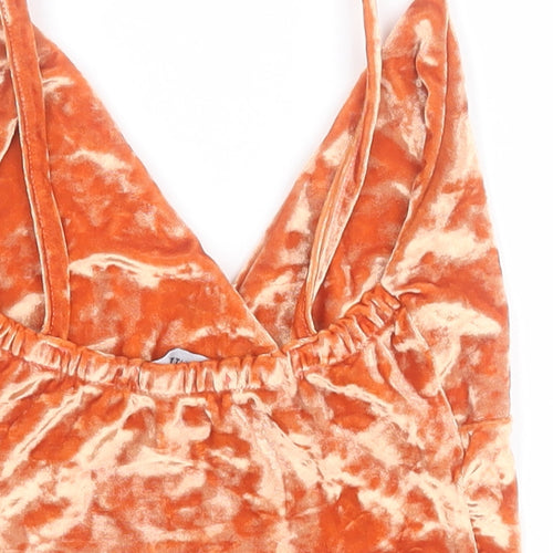 PRETTYLITTLETHING Womens Orange  Polyester Cropped Tank Size 6 Sweetheart