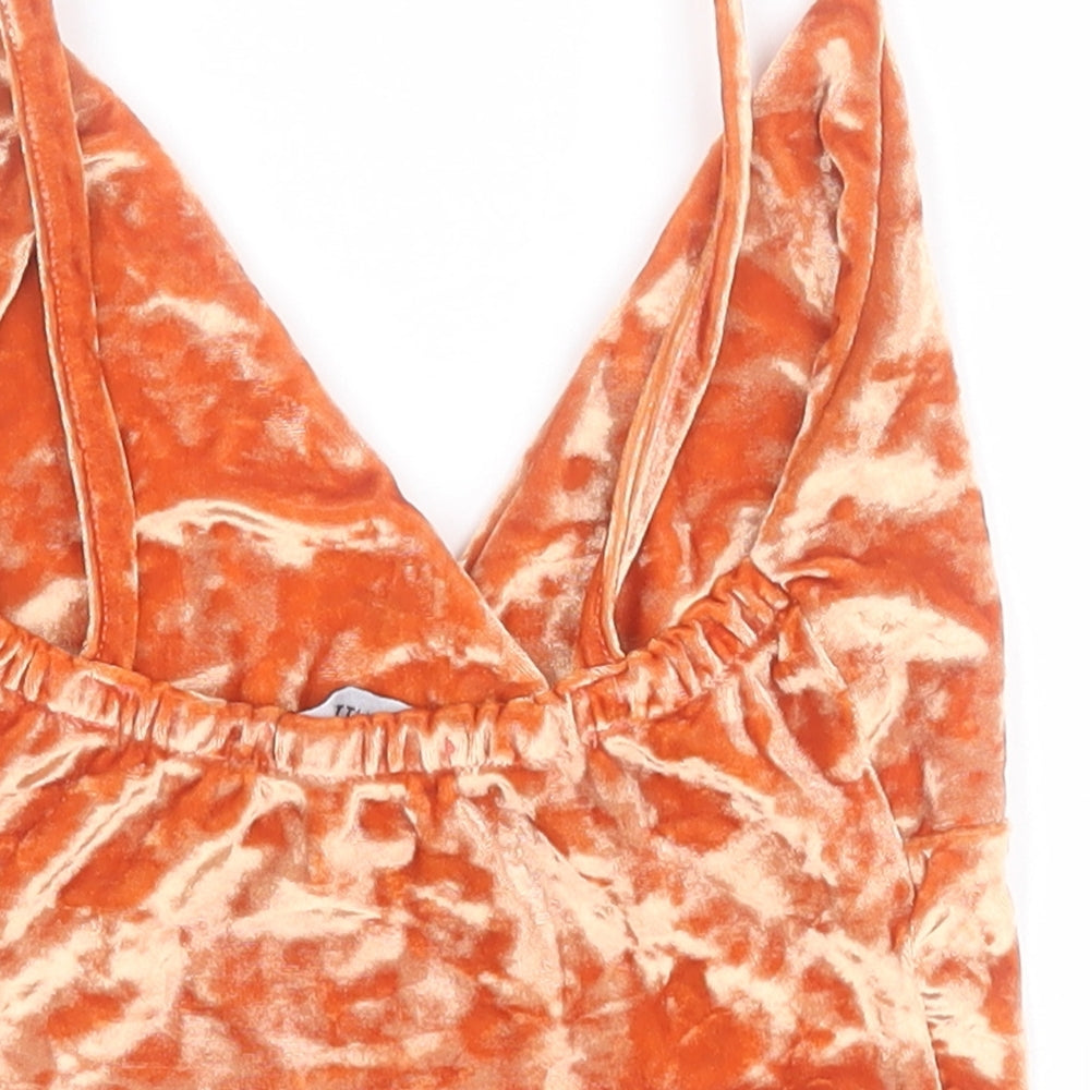 PRETTYLITTLETHING Womens Orange  Polyester Cropped Tank Size 6 Sweetheart