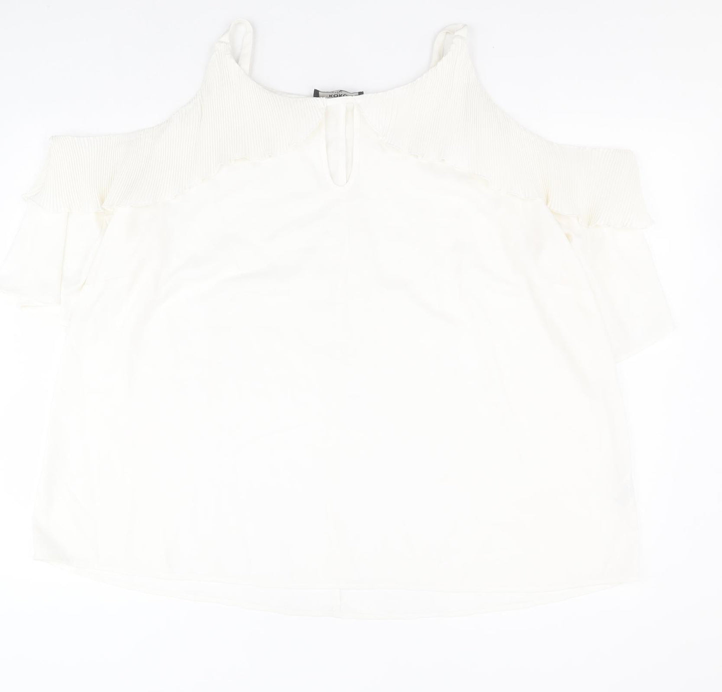 KOKO Womens White  Polyester Basic Blouse Size 22 Round Neck