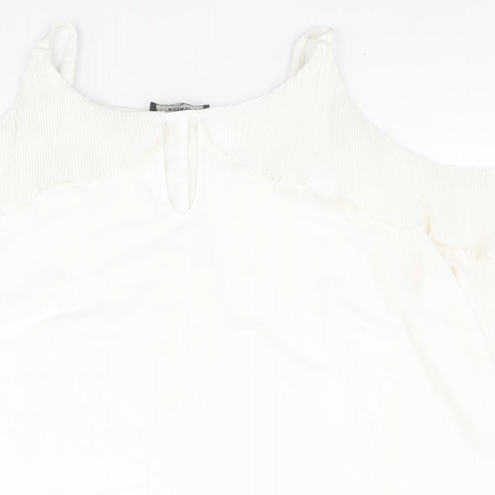 KOKO Womens White  Polyester Basic Blouse Size 22 Round Neck