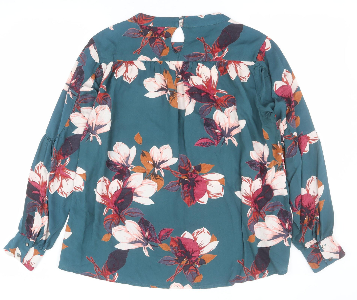 Fransa Womens Green Floral Viscose Basic Blouse Size M Round Neck