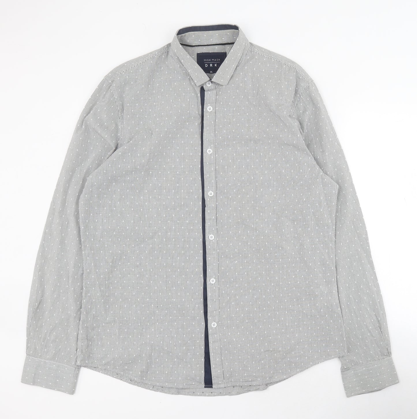 Mish Mash Mens Black Geometric Cotton  Button-Up Size XL Collared Button