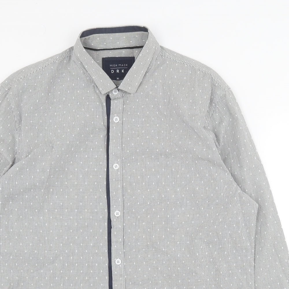 Mish Mash Mens Black Geometric Cotton  Button-Up Size XL Collared Button