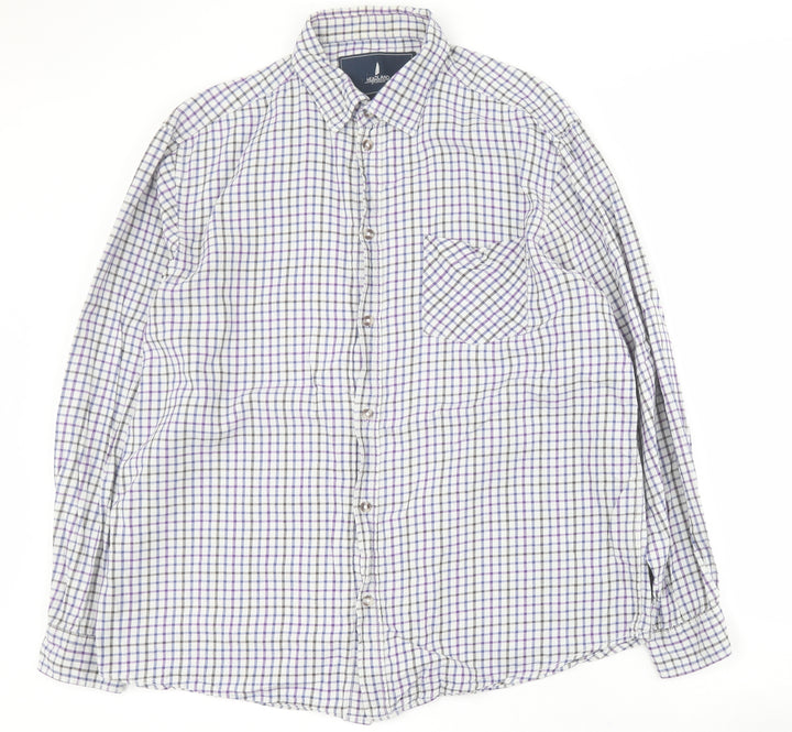 Headland Premium Mens Blue Check Cotton Button-Up Size L Collared Button