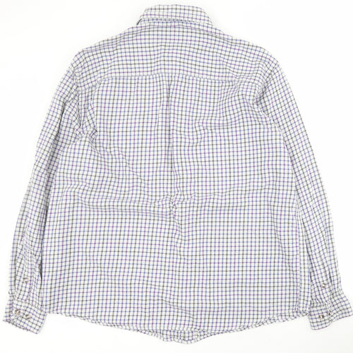 Headland Premium Mens Blue Check Cotton  Button-Up Size L Collared Button