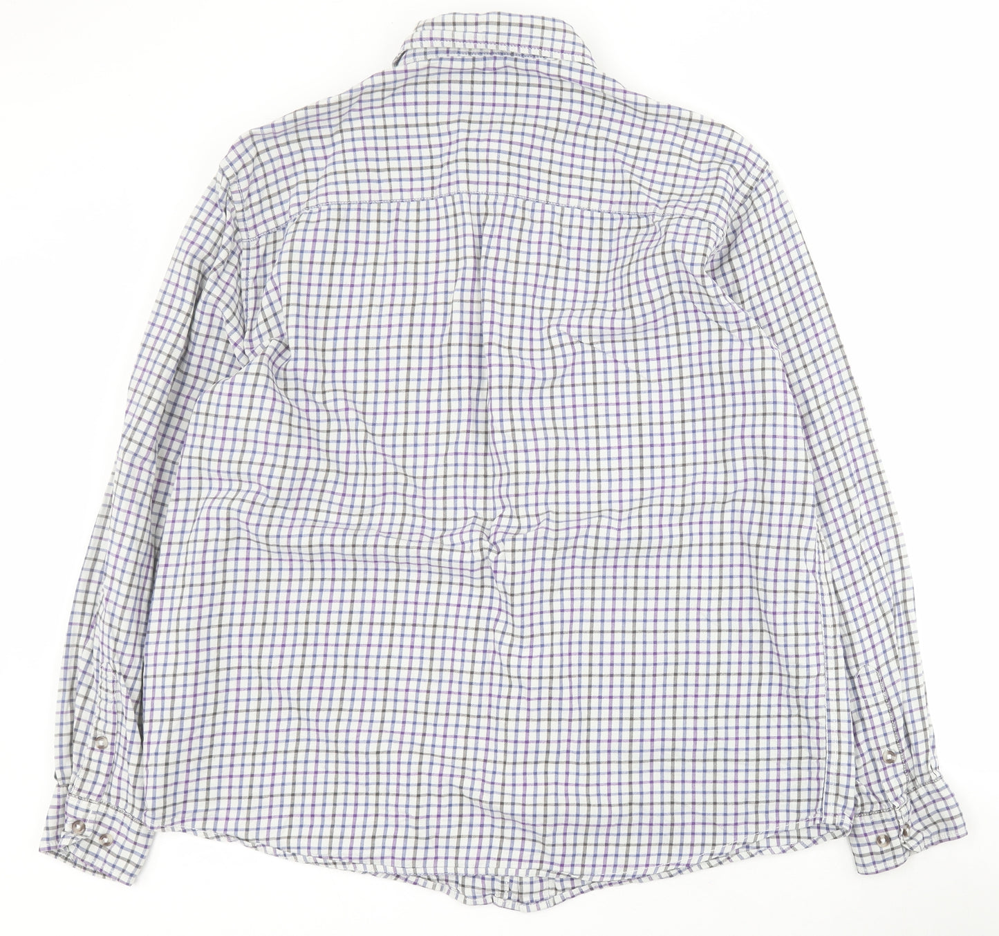 Headland Premium Mens Blue Check Cotton  Button-Up Size L Collared Button
