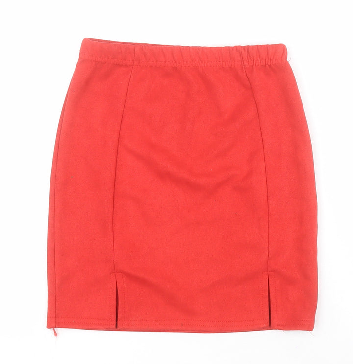 PRETTYLITTLETHING Womens Red Polyester Mini Skirt Size 6
