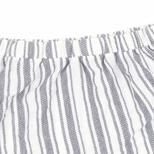 Topshop Womens White Striped Polyester Basic Blouse Size 6 Off the Shoulder