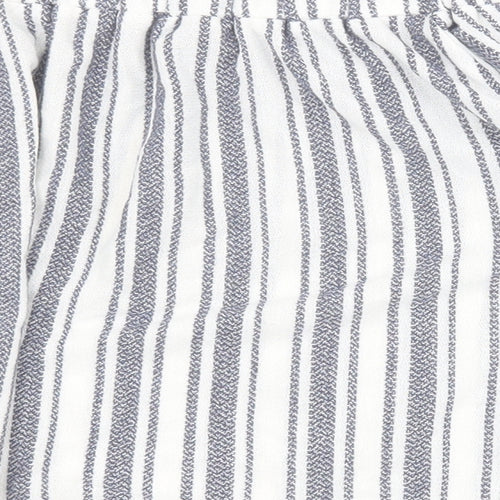 Topshop Womens White Striped Polyester Basic Blouse Size 6 Off the Shoulder