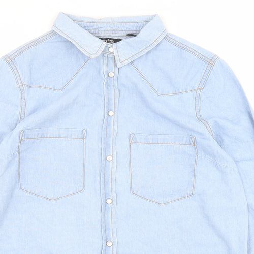 Simply Be Womens Blue  Cotton Basic Button-Up Size 18 Collared