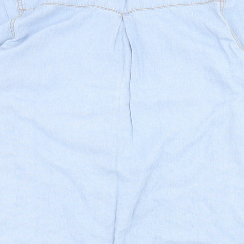 Simply Be Womens Blue  Cotton Basic Button-Up Size 18 Collared