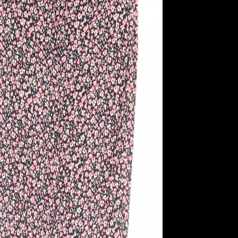 NEXT Womens Black Floral Viscose Harem Trousers Size 8 L28 in Regular