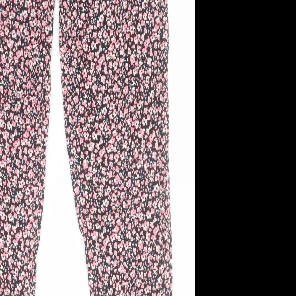 NEXT Womens Black Floral Viscose Harem Trousers Size 8 L28 in Regular