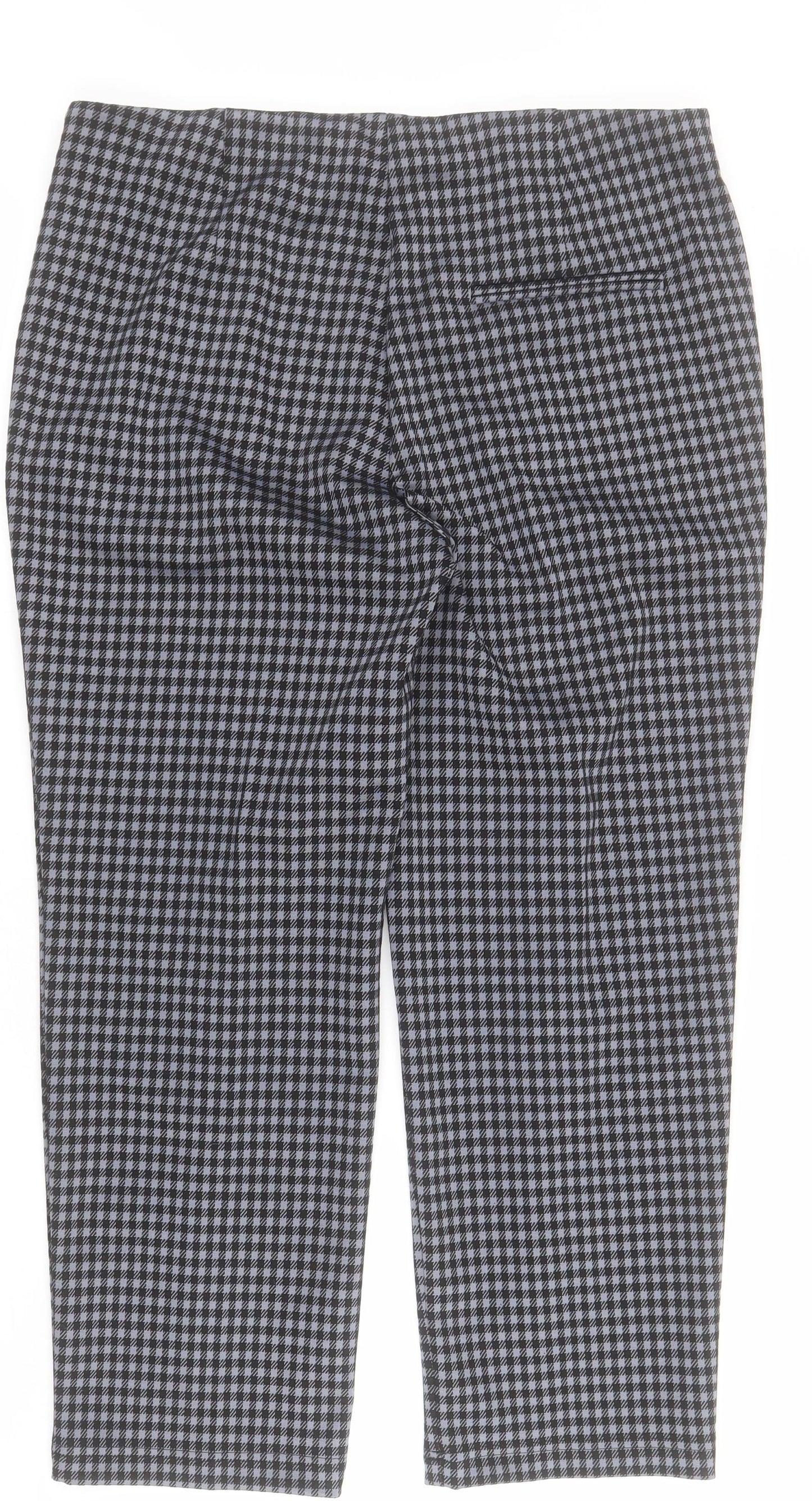 Marks and Spencer Womens Blue Check Polyester Capri Trousers Size 14 L24 in Regular