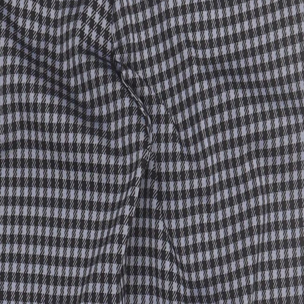 Marks and Spencer Womens Blue Check Polyester Capri Trousers Size 14 L24 in Regular