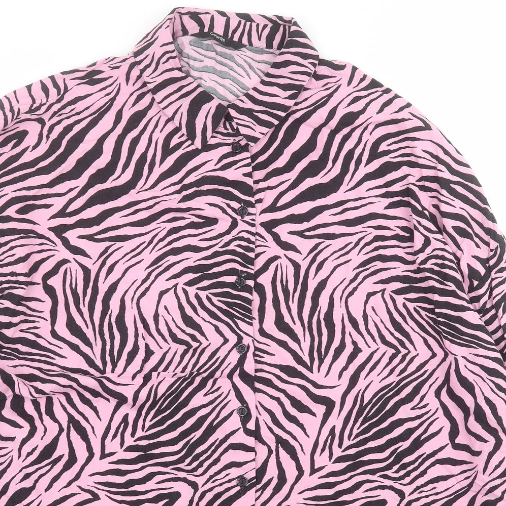George Womens Pink Animal Print Viscose Basic Button-Up Size 20 Collared