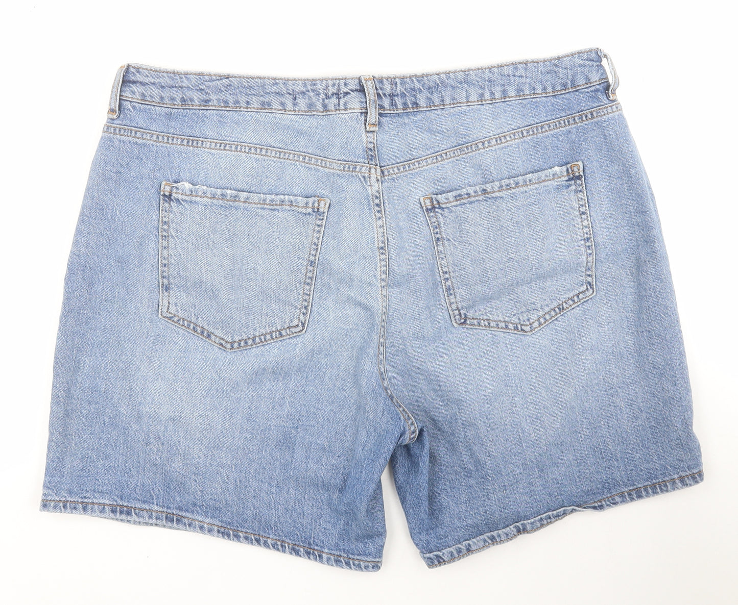 New Look Womens Blue  Cotton Boyfriend Shorts Size 16 L6 in Regular Zip