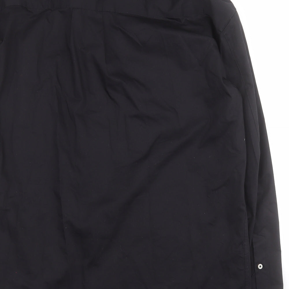 Zara Mens Black  Cotton  Button-Up Size L Collared Button