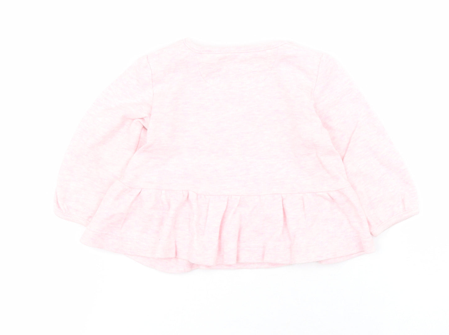 BHS Baby Pink  100% Cotton Pullover T-Shirt Size 3-6 Months Round Neck Snap - Rabbit