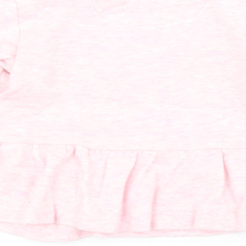 BHS Baby Pink  100% Cotton Pullover T-Shirt Size 3-6 Months Round Neck Snap - Rabbit