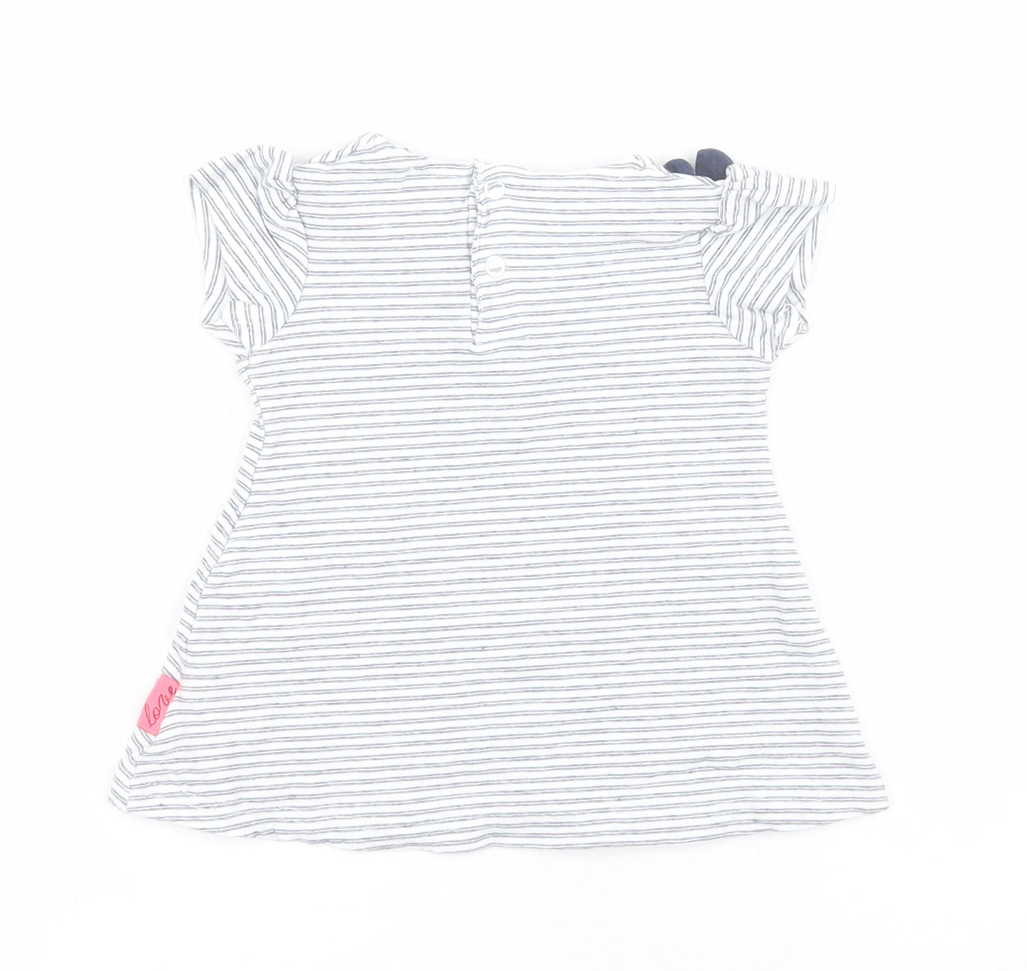 Dirkje Baby Blue Striped Cotton Pullover T-Shirt Size 0-3 Months Round Neck Snap - 'Pretty Little Girl'