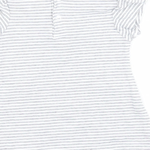 Dirkje Baby Blue Striped Cotton Pullover T-Shirt Size 0-3 Months Round Neck Snap - 'Pretty Little Girl'