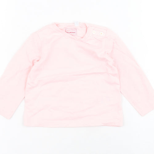 Bluezoo Baby Pink Polka Dot Cotton Basic T-Shirt Size 3-6 Months Round Neck Snap