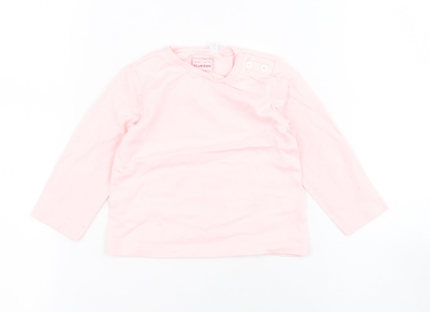 Bluezoo Baby Pink Polka Dot Cotton Basic T-Shirt Size 3-6 Months Round Neck Snap