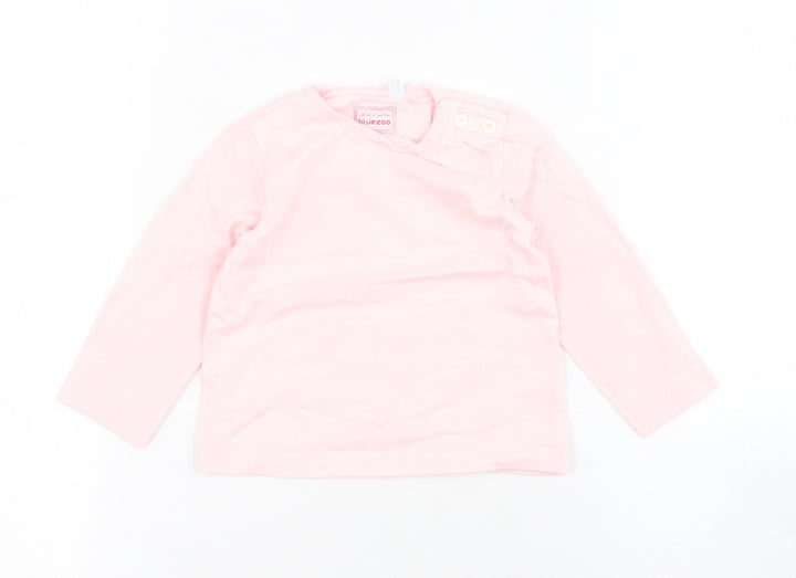 Bluezoo Baby Pink Polka Dot Cotton Basic T-Shirt Size 3-6 Months Round Neck Snap