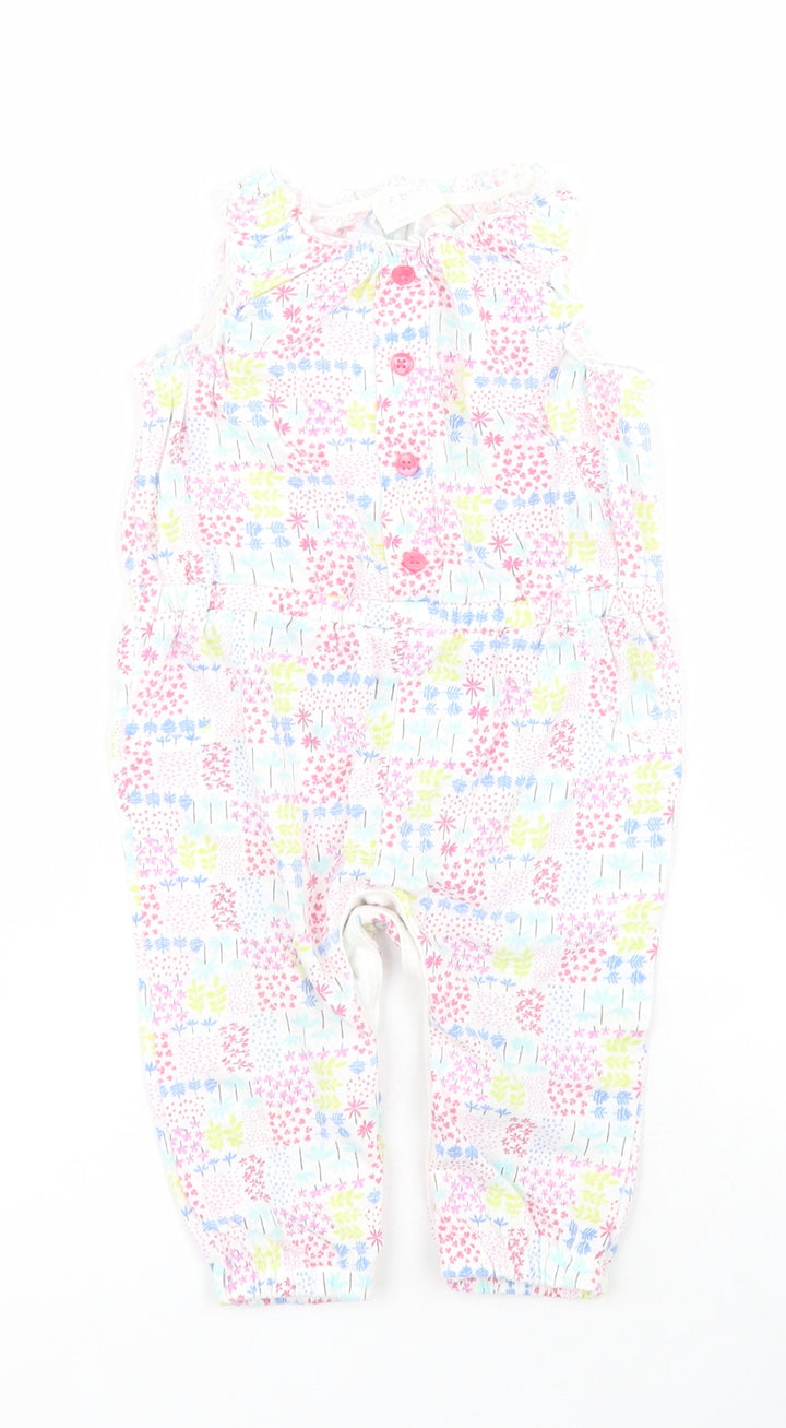 F&F Baby White Floral Cotton Coverall One-Piece Size 3-6 Months  Snap