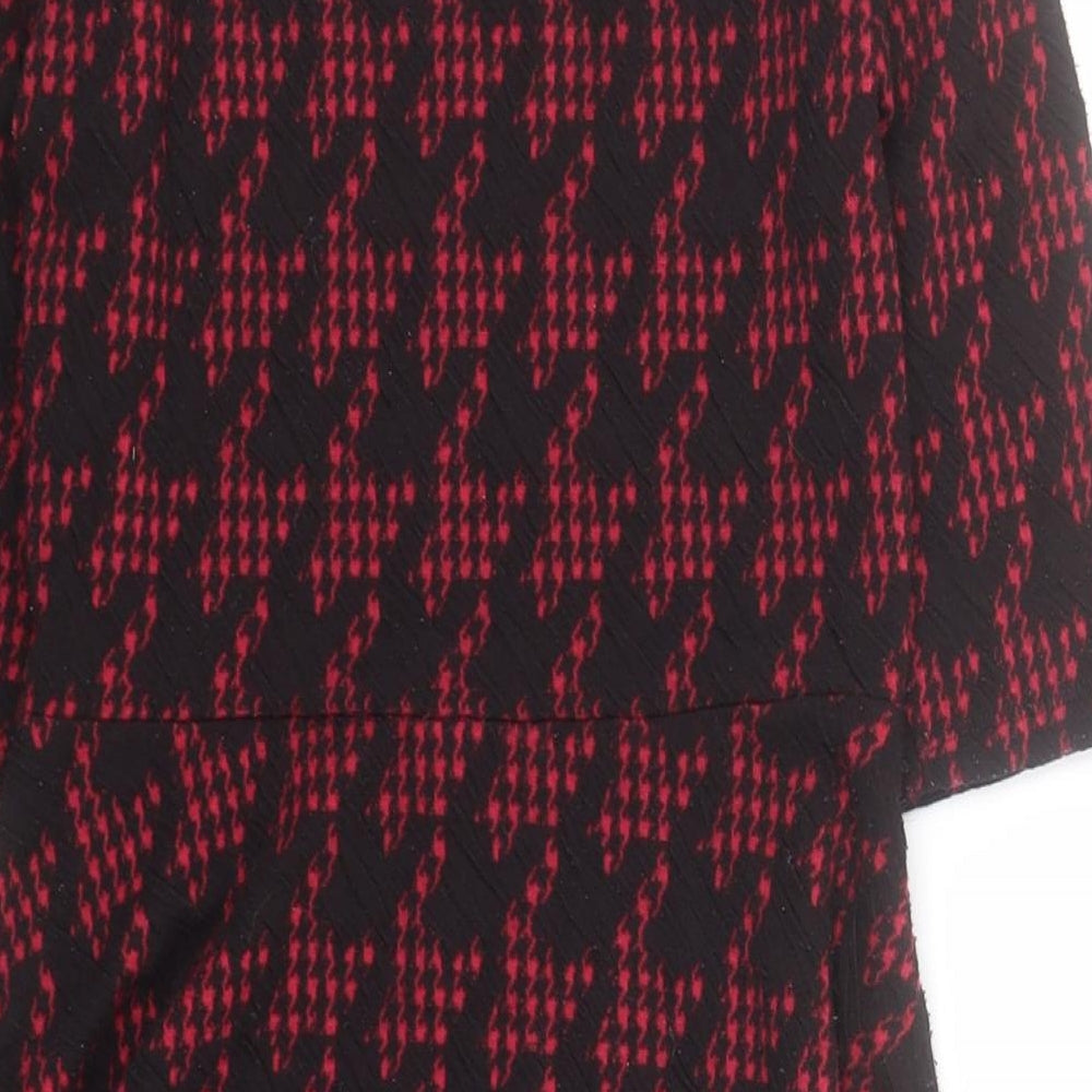 F&F Girls Red Houndstooth Polyester A-Line  Size 7-8 Years  Round Neck Pullover