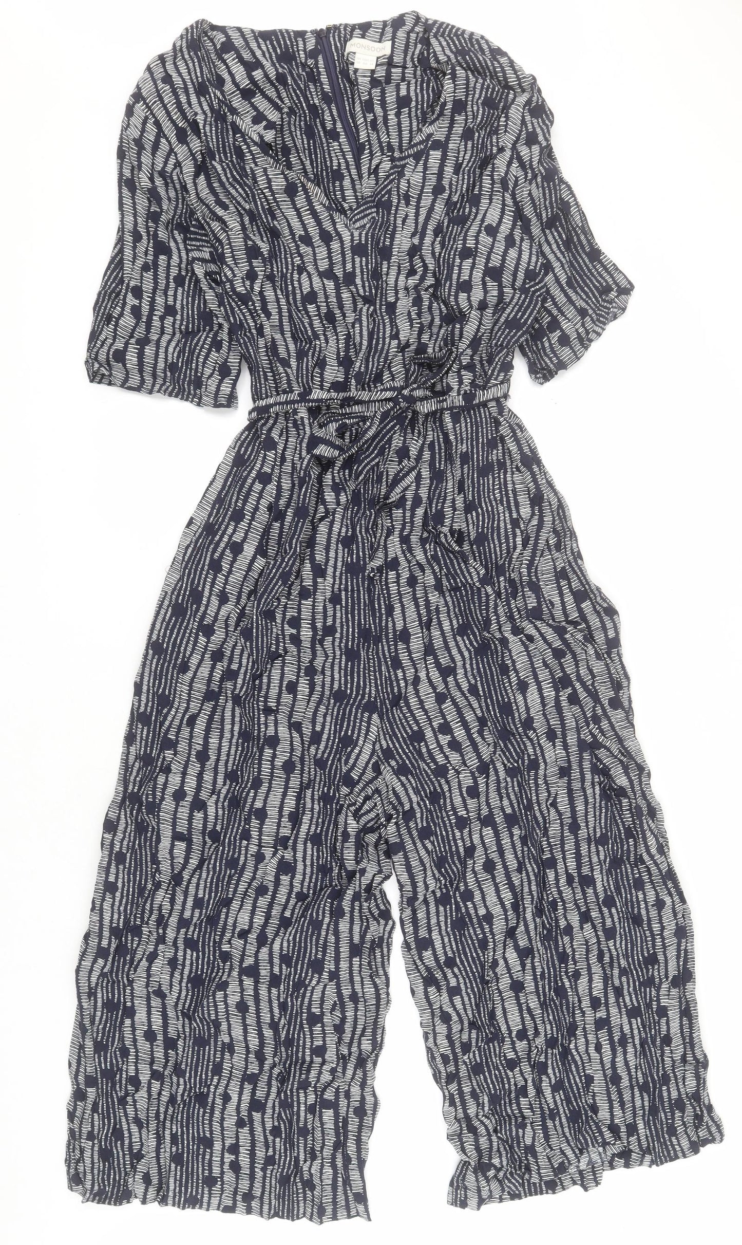 Monsoon Womens Blue  Viscose Jumpsuit One-Piece Size 18  Zip